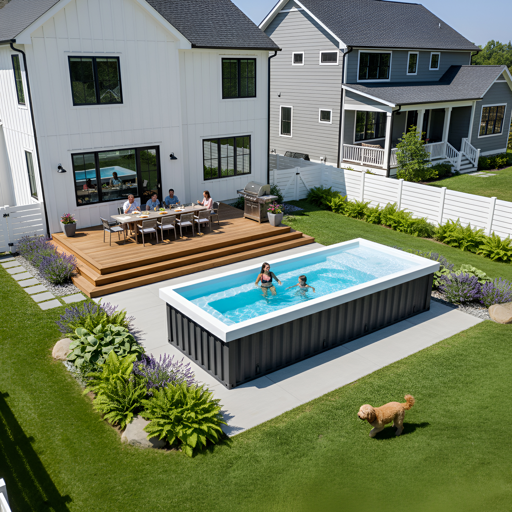 Suburban Home with ReadyPool container pool